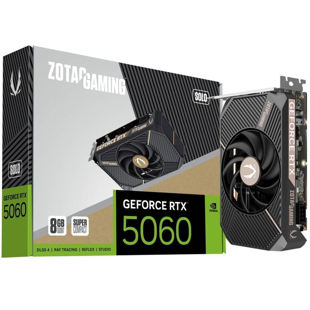 Видеокарта ZOTAC GAMING GeForce RTX 5060 SOLO 8Gb DDR7 128 bit  2280/2497 MHz  3*DP/HDMI  1*FAN (ZT-B50600G-10L) RTL