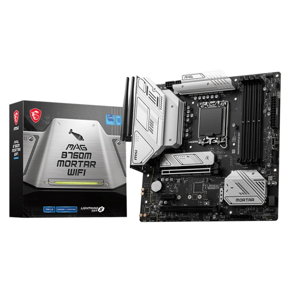 Материнская плата MSI MAG B760M MORTAR WIFI B760,LGA1700,4DDR5,2PCI-Ex16,1PCI-Ex1,2M.2,4SATA3,1USB3.2  Gen2x2,4U
