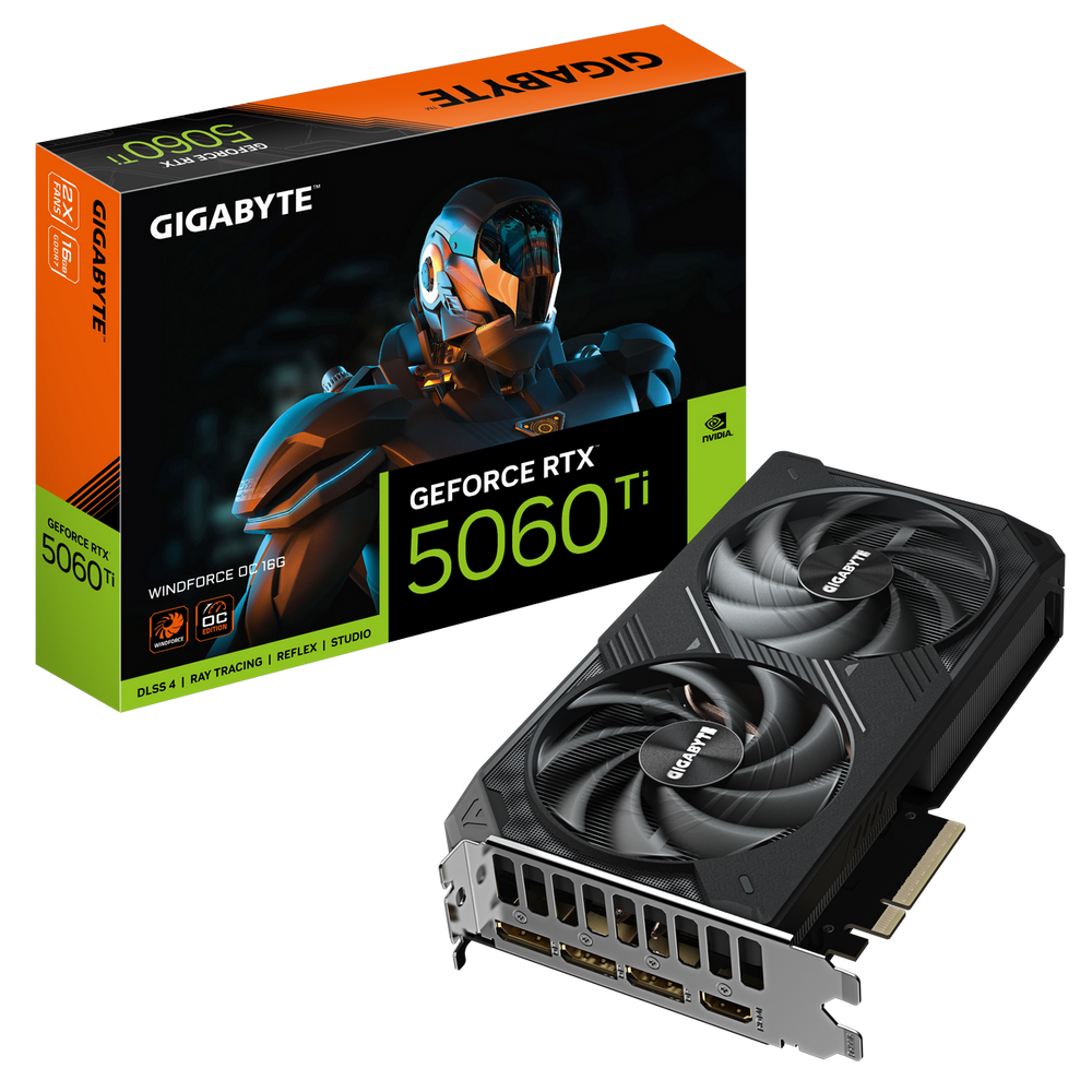 Видеокарта Gigabyte Bad Pack RTX5060Ti WINDFORCE OC 16GB GDDR7 128bit 3xDP HDMI 2FAN RTL bp