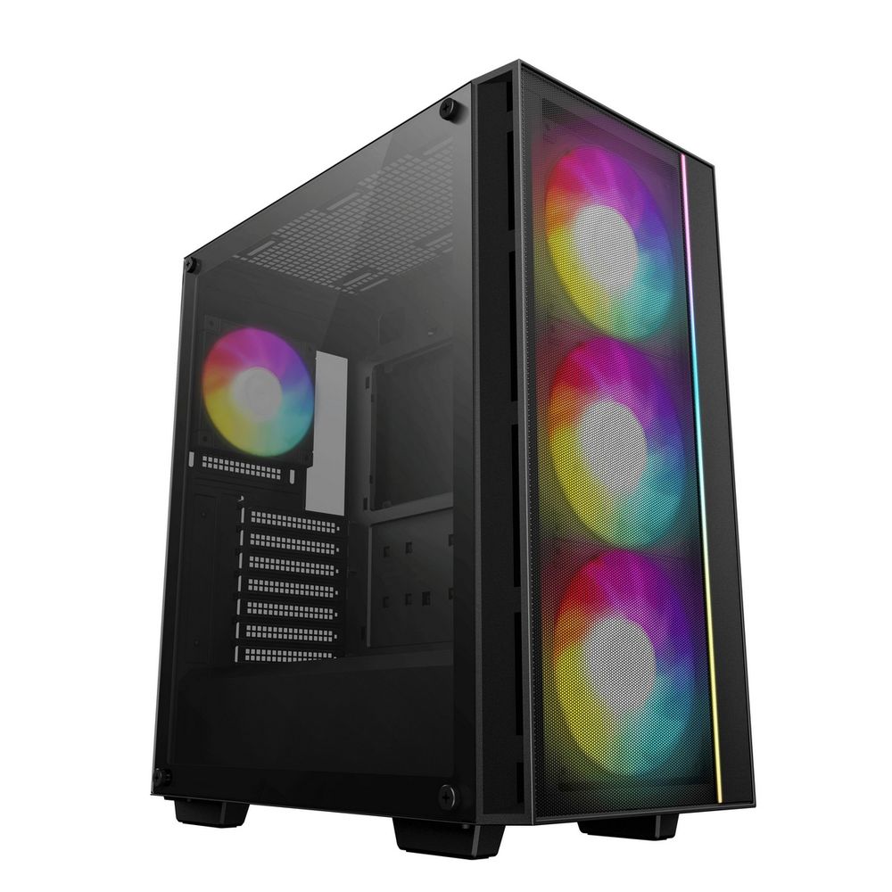 корпус Deepcool MATREXX 55 MESH V4 без БП, боковое окно (закаленное стекло), 3xARGB LED 140мм вентилятора спереди, 1xARGB LED 120мм вентилятор сзади, черный, ATX (R-MATREXX55-BKAGA4-G-4)