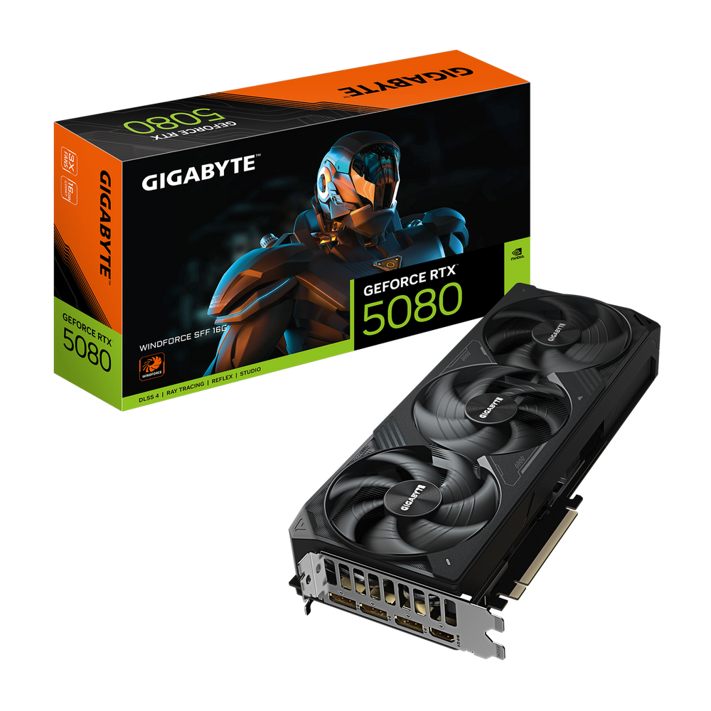 Видеокарта Gigabyte Bad Pack RTX5080 WINDFORCE SFF 16GB GDDR7 256bit 3xDP HDMI 3FAN RTL bp