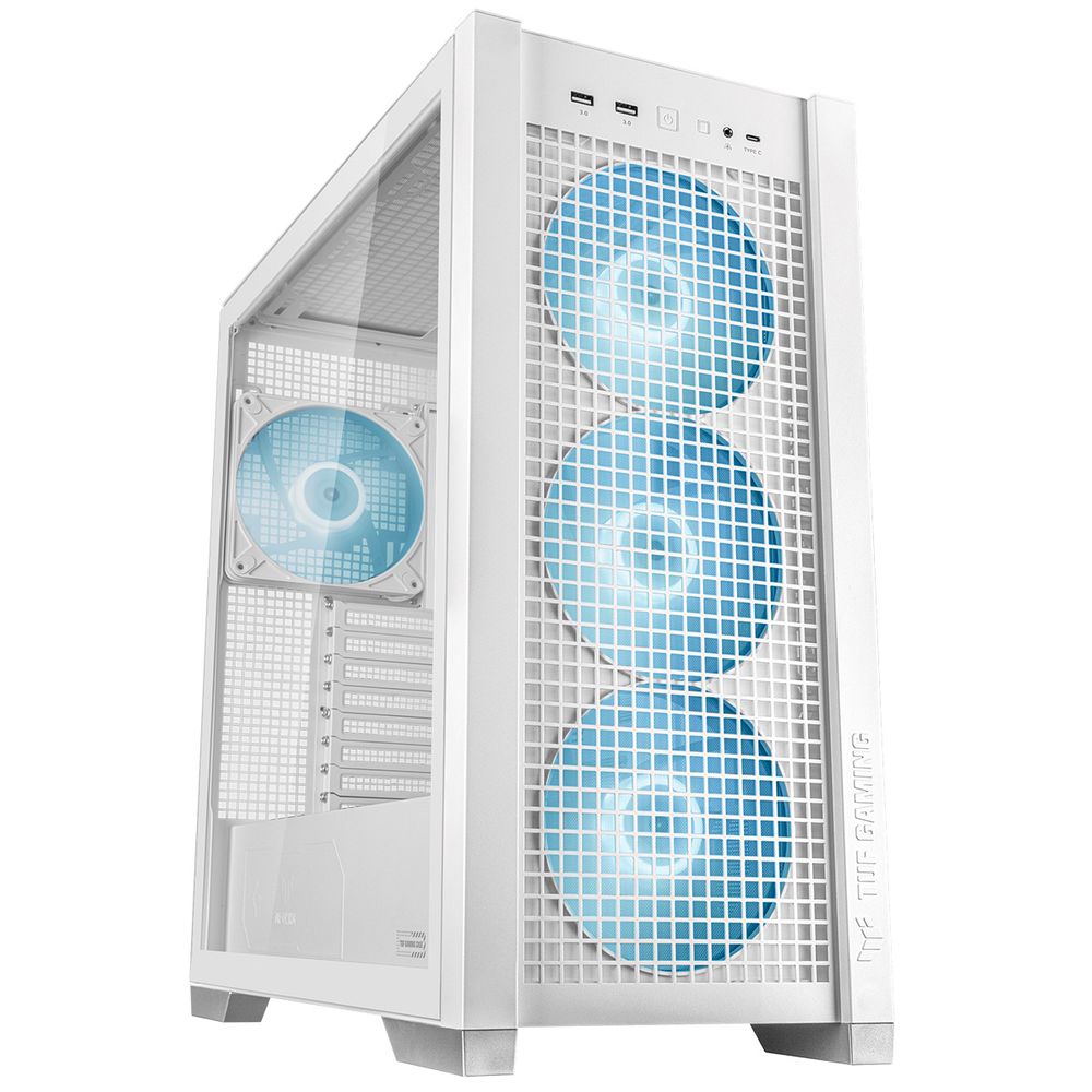 Корпус для ПК Asus - TUF GAMING GT302 TG ARGB WHITE, Midi Tower, без БП, цвет белый, 90DC00I3-B19000