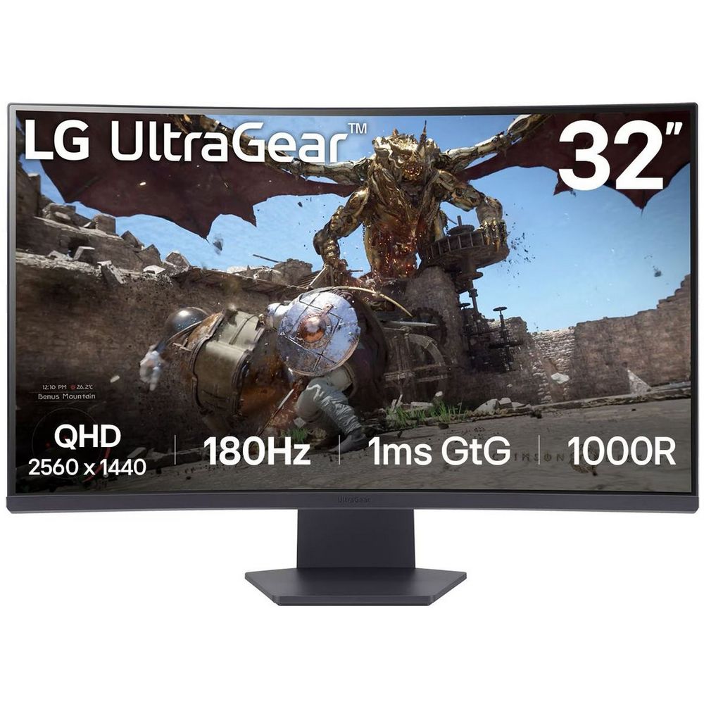 Монитор 31.5" LG 32GS60QC-B Curved  VA, 2560x1080, 180Hz, 1ms, 300сd/m, 3000:1, HDR10 | 2xHDMI(2.0), DP(1.4) | ExPSU, Vesa 100, Black