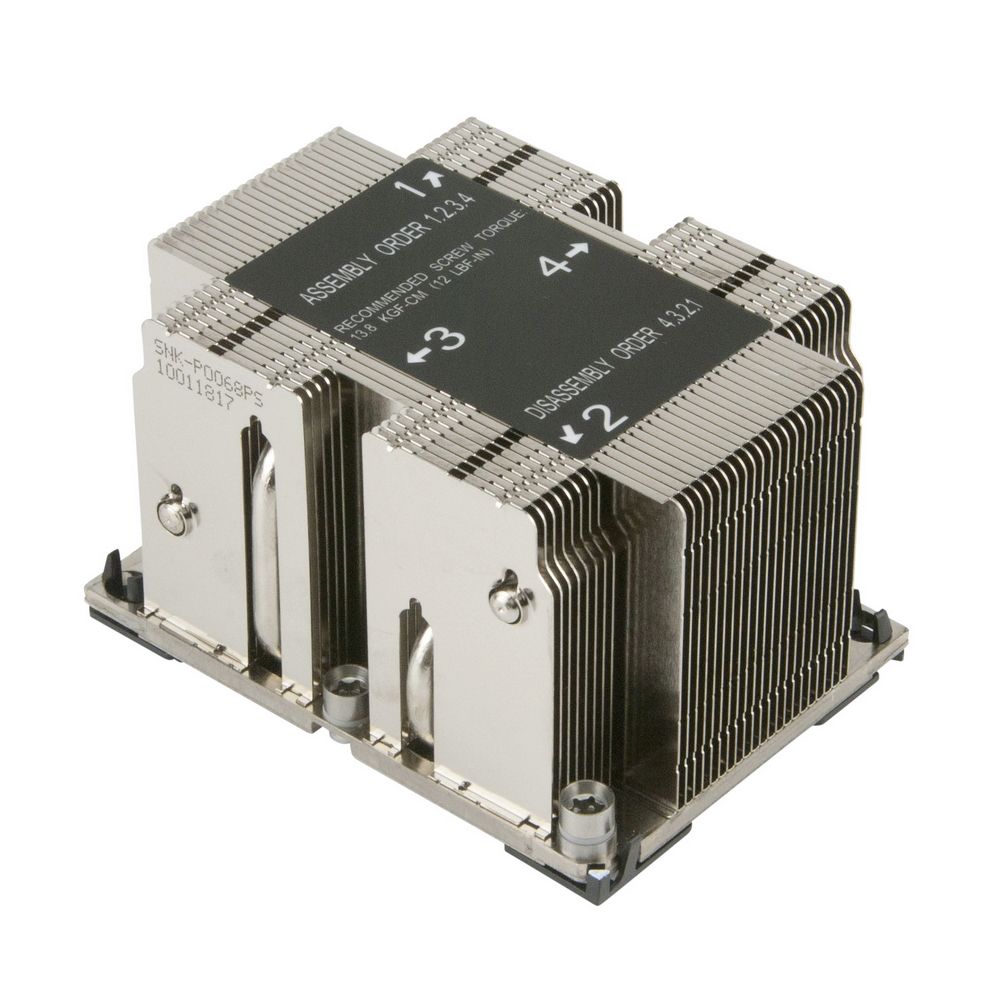 Пассивный кулер SuperMicro SNK-P0068PS 2U LGA3647-0, Rear, для процессоров с TDP до 205Вт, позиционируется для платформ X11 Purley {36}