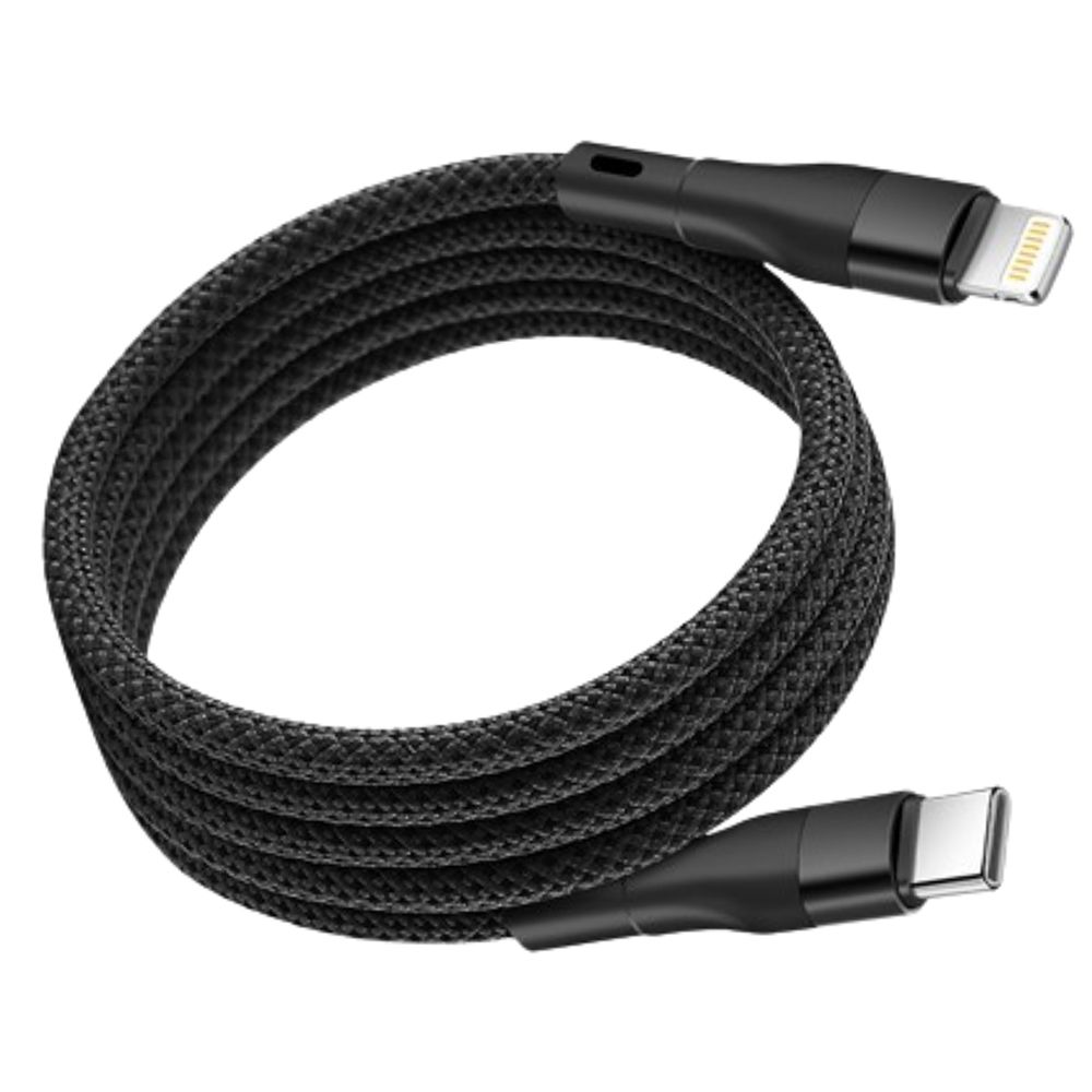 Кабель для зарядки SmartiNext Type-C - Lightning магнитный, черный SN-CM-TCL Длина: 1 м., Поддержка быстрой зарядки 66 Вт: Да, PD3.0: Да, QC 3.0: Да, Нейлоновая оплетка: Да, 5-ти контактный кабель: Да, Скорость передачи данных: до 480 Мбит/c