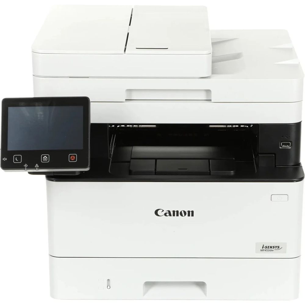 Canon i-SENSYS MF453dw A4, МФУ, лазерное, черно-белая, до 38 стр/мин, 1200dpi, 800МГц, 1024Мб, 50АПД, 100+250, WiFi/AirPrint/USB/Ethernet , 3100старт/картридж, [5161C007BA]
