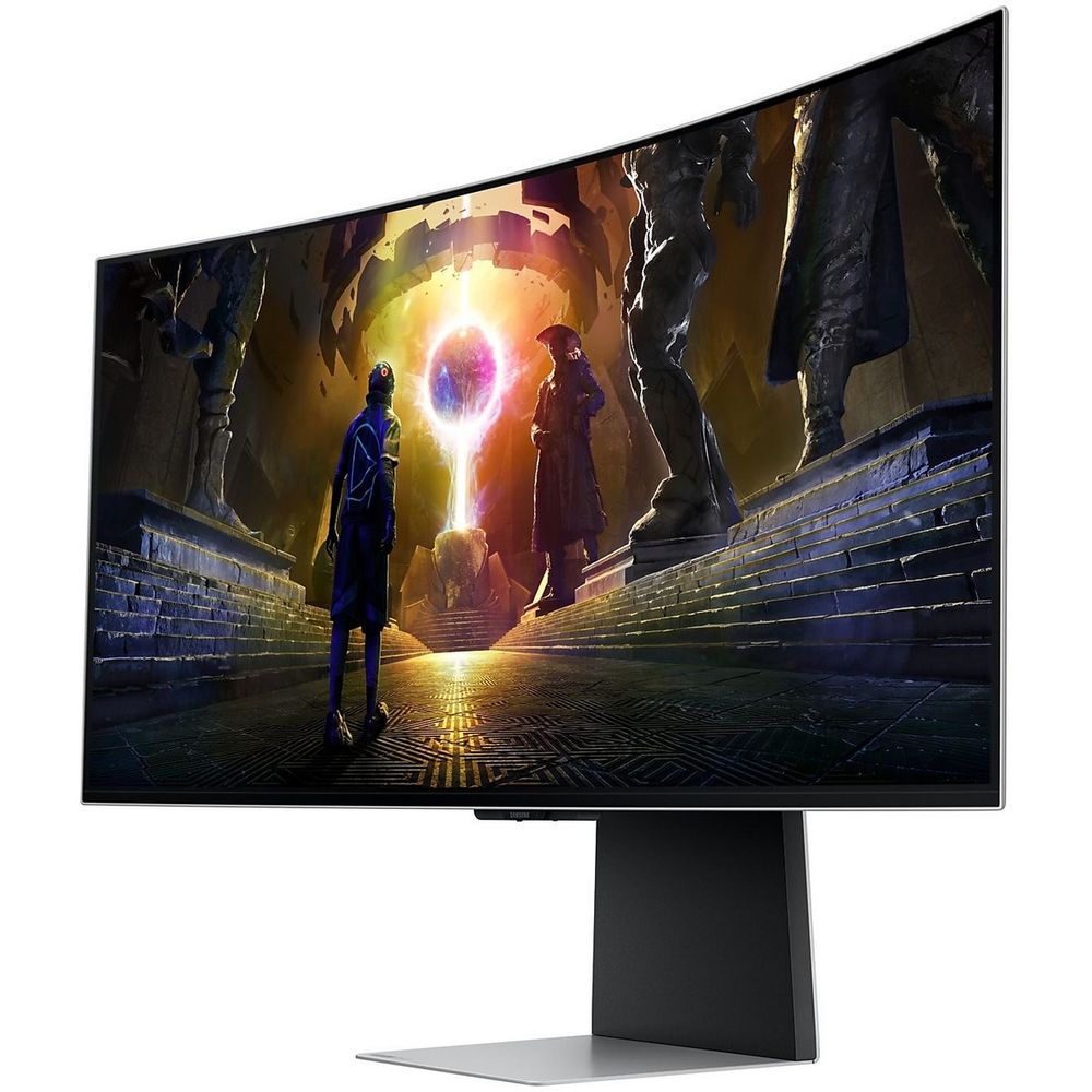 Монитор 34" SAMSUNG S34DG852SI Odyssey OLED G8 Ultra WQHD Smart Curved OLED, 3440x1440, 175Hz, 0,03ms, 250сd/m, 1000000:1, HDR10 | 2xHDMI(2.1), DP(1.4), 2xUSB3.0 | HAS, ExPSU, Speakers, Vesa 100, Silver/Black