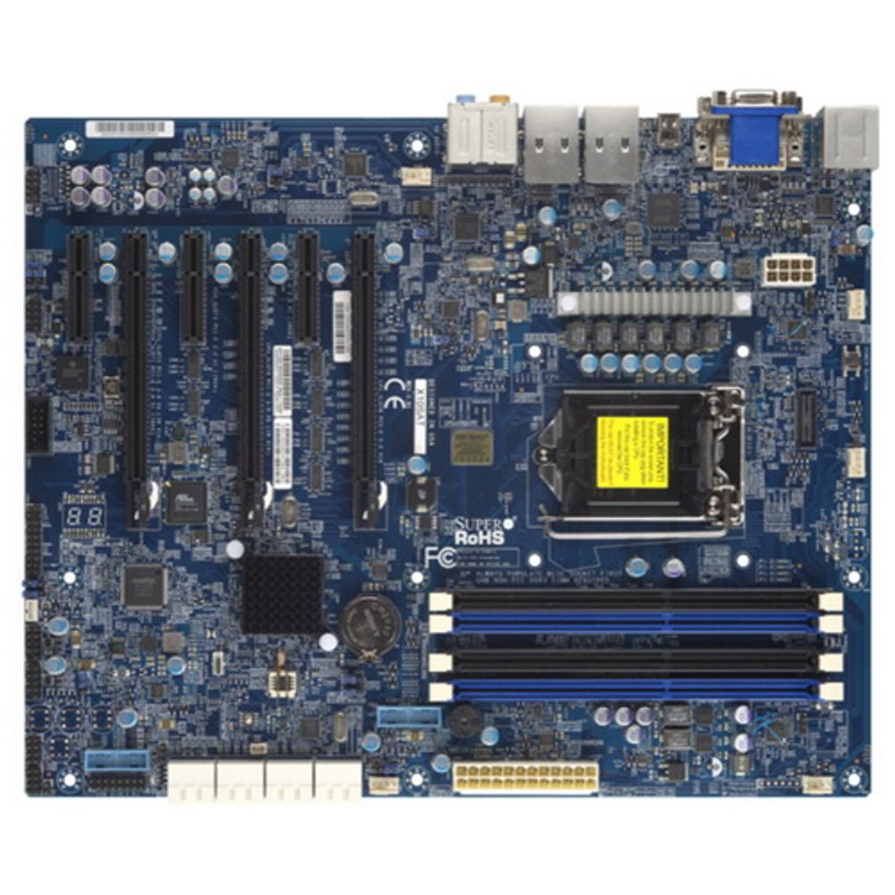 Материнская плата SuperMicro  MBD-X10SAT-O RTL {10} ATX LGA 1150 4x 240-pin DDR3 DIMM sockets 6x SATA3 (6Gbps) ports via PCH 2x SATA3 (6Gbps) ports via ASM1061® Total of 8x SATA3 ports (6Gbps) 8x USB 3.0 ports (4 rear, 4 via headers) 6x USB 2.0 por