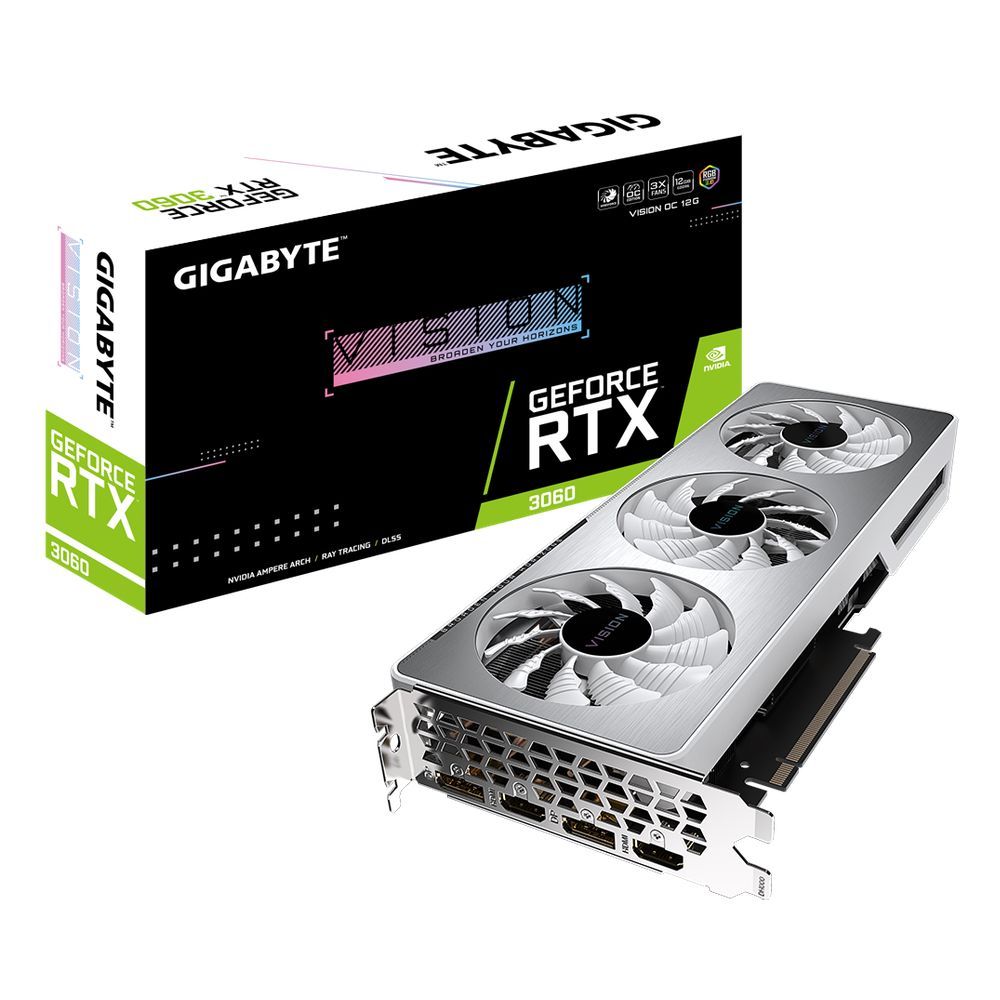 Видеокарта Gigabyte RTX3060 VISION OC (LHR) 12GB GDDR6 192bit 2xDP 2xHDMI 3FAN RTL {10} (309350)