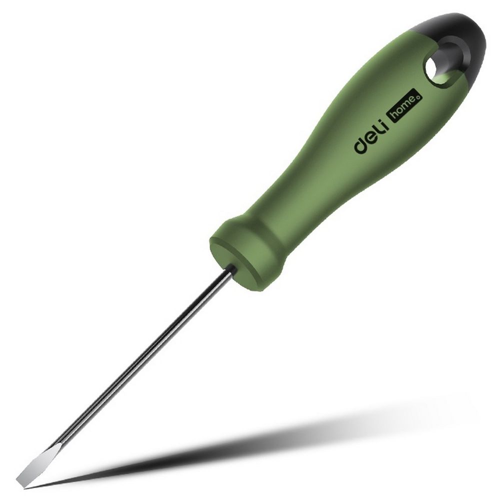 Шлицевая отвёртка "Home Series Green" Deli HT1103L 3x75мм  Эксклюзивный дизайн, рукоятка из высококачественного софттач пластика
