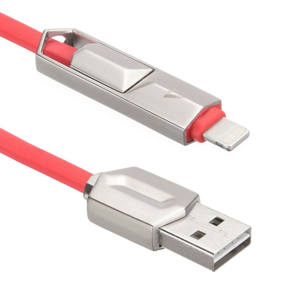 Кабели USB  ACD-DUAL Lightning / MicroUSB ; USB-A 2в1, TPE, 1м, красный (ACD-U924-PMR)
