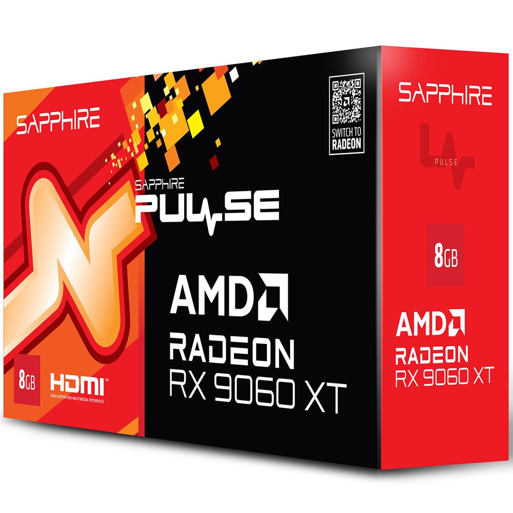 Видеокарта Sapphire RX9060XT PULSE OC 8GB GDDR6 128bit DP 2xHDMI 2FAN RTL