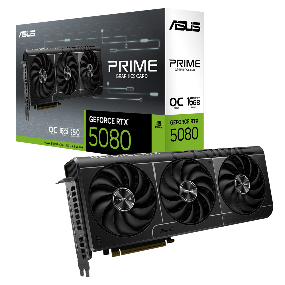 90YV0LX0-M0NA00 Видеокарта ASUS RTX5080 PRIME OC 16GB GDDR7 256bit 3xDP HDMI 3FAN  RTL  [PRIME-RTX5080-O16G]