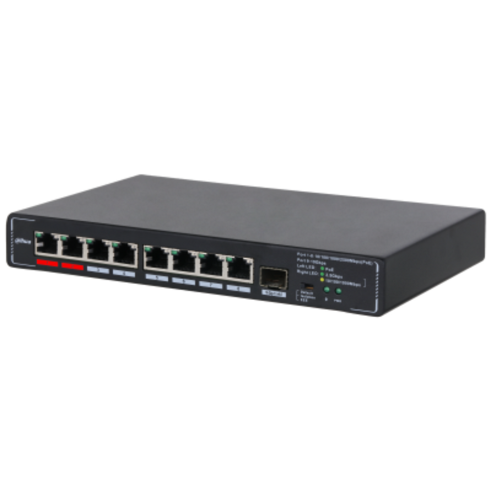 Коммутатор Dahua DH-SMG1009XP, 8×2.5 Гбит/с RJ45 + 1×10 Гбит/с SFP+, неуправляемый