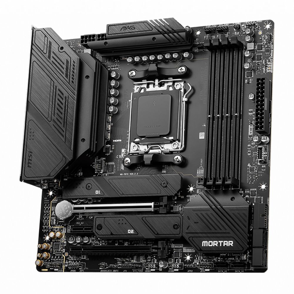 Материнская плата MSI MAG B650M MORTAR WIFI B650, AM5, 4*DDR5, 2*PCIEx16, 1*PCIEx1, 2*M.2, 2*TypeC, 3*USB3.2Gen2, 6*USB3.2Gen1, 4*USB2.0, 6*SATA3.0, 2.5G, DP, HDMI, M-ATX, RTL