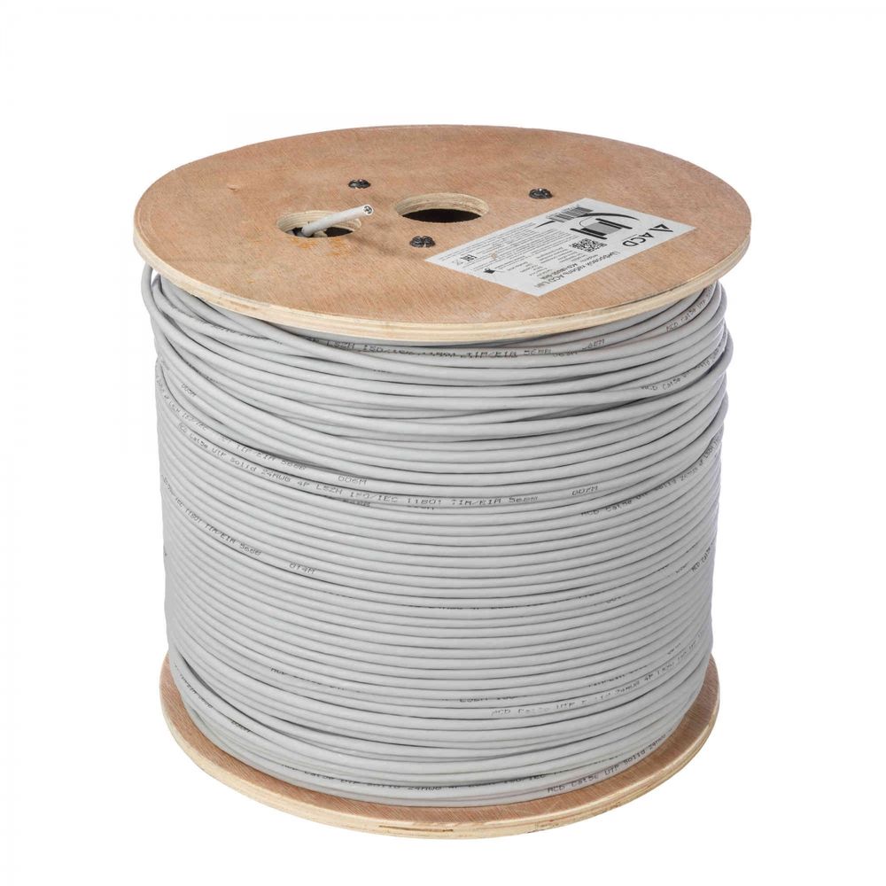 Кабель ACD-LBU5E-5HA |ACD-LBU5E-5HA| Cat5e UTP 24AWG 4Pair Solid type 0.50мм CCA(30%), LSZH,500м |ACD-LBU5E-5HA| бухта, Серый (741975)