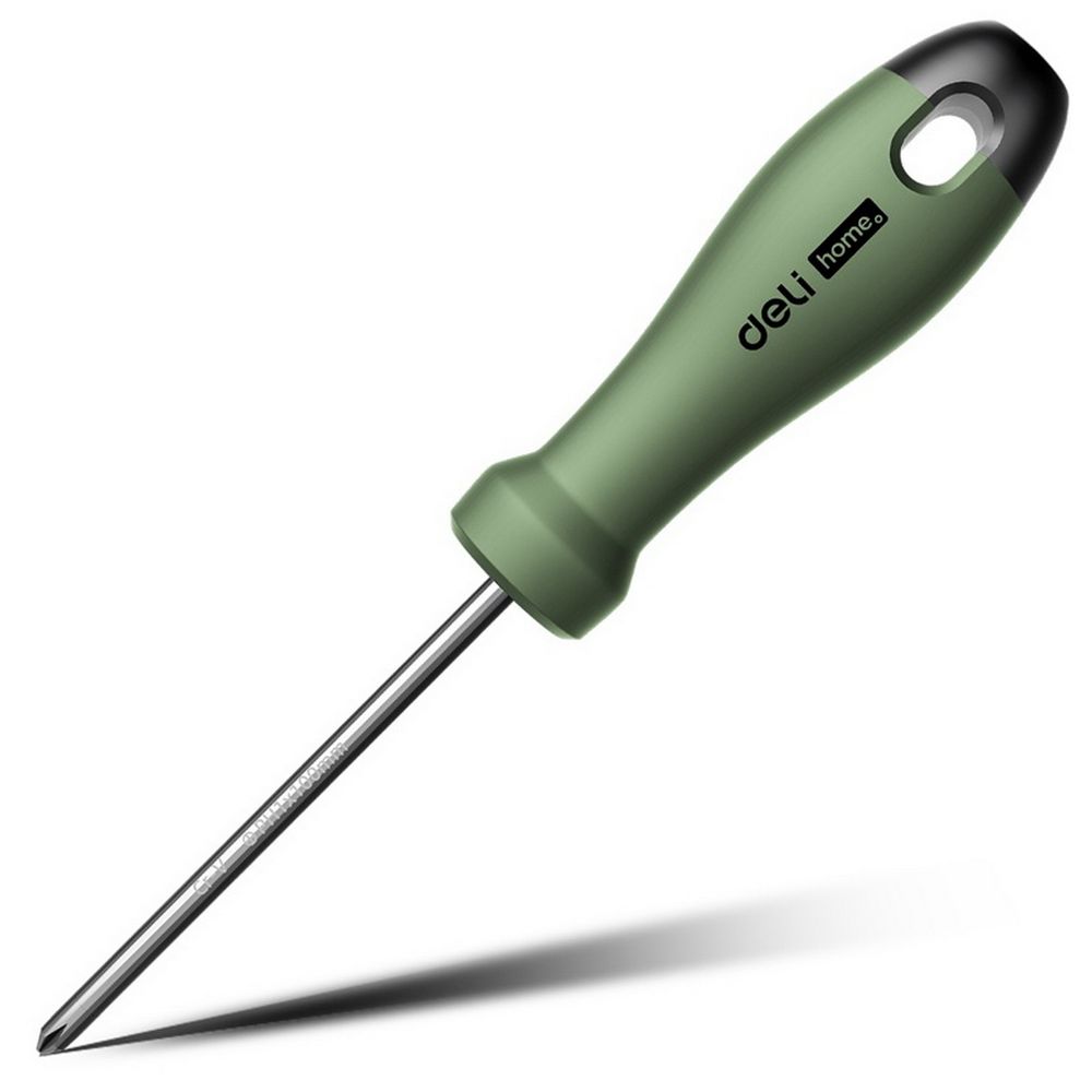 Крестовая отвертка ";Home Series Green"; Deli HT1205L PH1x100 мм Эксклюзивный дизайн, рукоятка из высококачественного софттач пластика
