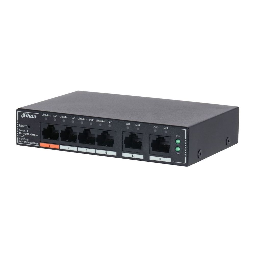 Коммутатор 6-портовый Dahua DH-SG4006P, 6-Port Cloud Managed Gigabit Switch with 4-Port PoE