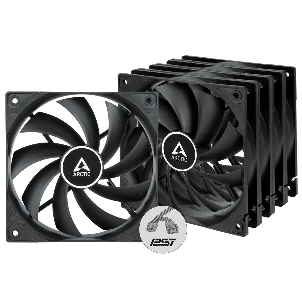 Вентилятор корпусной ARCTIC Cooling F12 PWM PST Value Pack (Black)  (5pc)  (ACFAN00250A) (703345) {12}