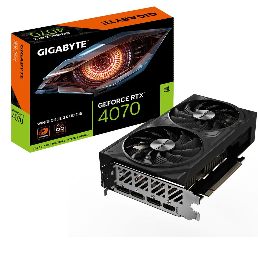 Видеокарта Gigabyte RTX4070 WINDFORCE 2X OC 12GB GDDR6X 192-bit DPx3 HDMI 2FAN  RTL