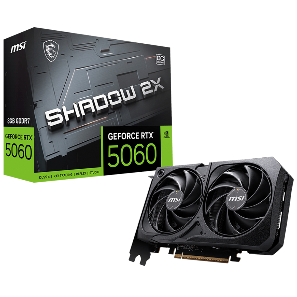Видеокарта MSI Bad Pack RTX5060 SHADOW 2X OC 8GB GDDR7 128bit 3xDP HDMI 2FAN RTL bp