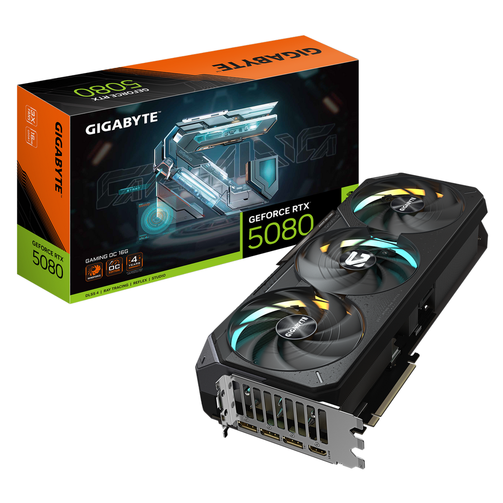 Видеокарта Gigabyte RTX5080 GAMING 16GB GDDR7 256bit 3xDP HDMI 3FAN RTL (GV-N5080GAMING-16GD)