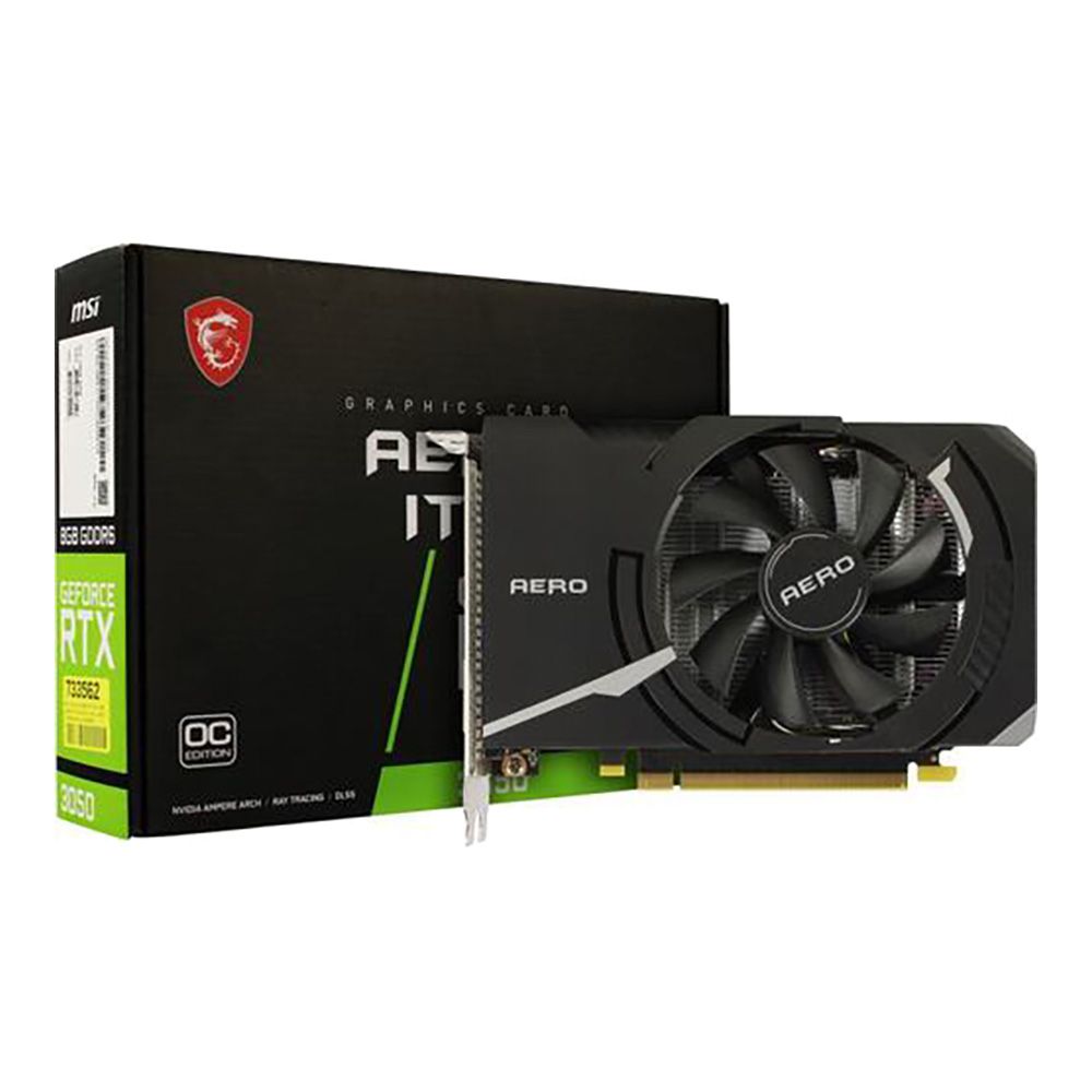 Видеокарта MSI PCI-E 4.0 RTX 3050 AERO ITX 8G OCV2 NVIDIA GeForce RTX 3050 8192Mb 128 GDDR6 1807/14000 HDMIx1 DPx3 HDCP Ret