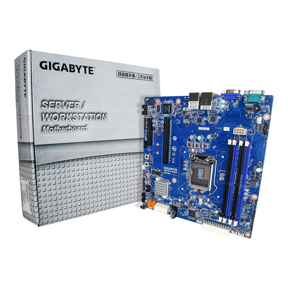 Материнская плата Gigabyte MX31-BS0 1.1C (GAX31BS0MR-00-G11C) microATX, Intel® Xeon® processors E3-1200 V6/V5, 4 x UDIMM slots, DDR4 2400MHz , 2 x GbE LAN ports, 6 x SATA III 6Gb/s , 1 x M.2 slot , RTL {10}
