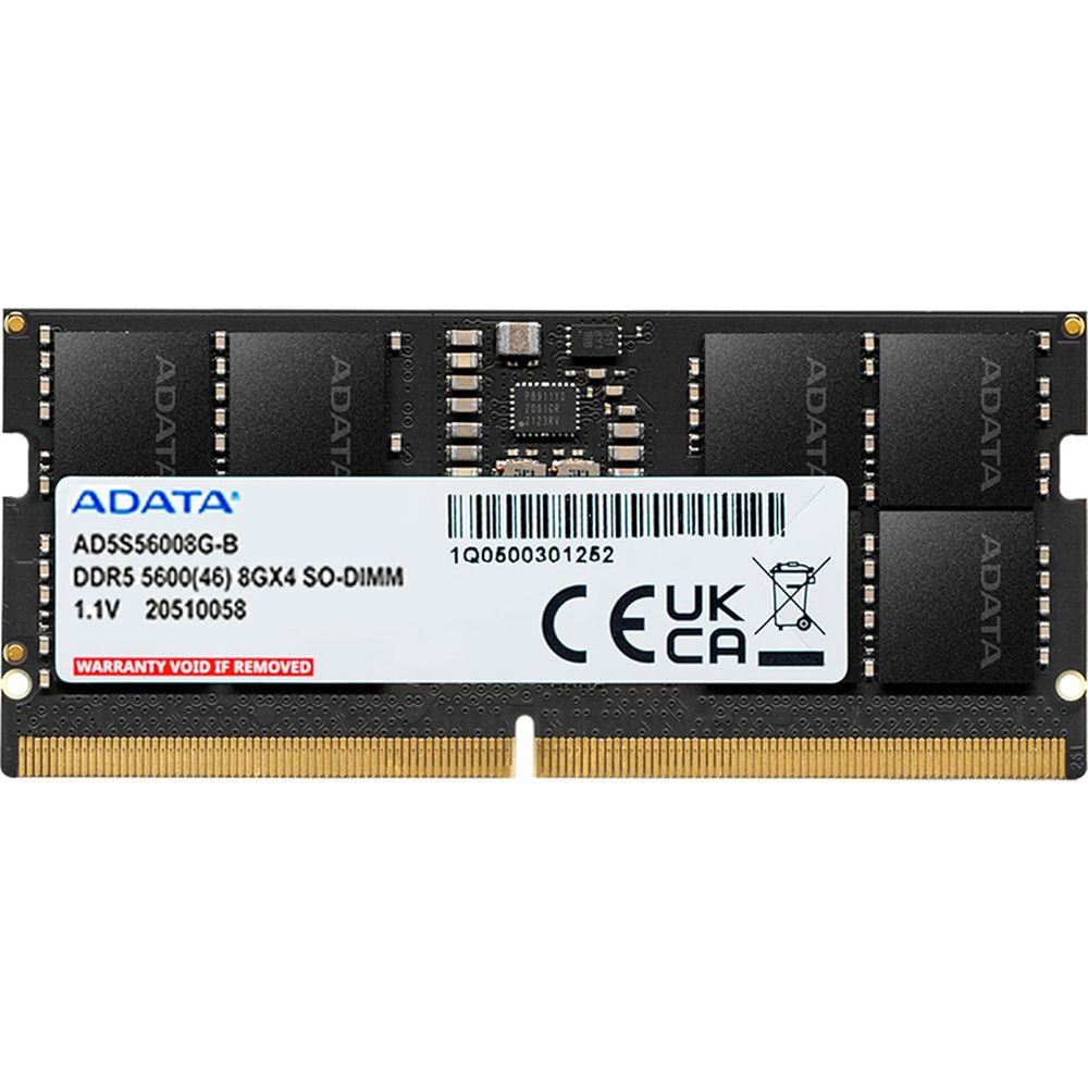 Модуль памяти ADATA OEM 8GB 5600 MHz DDR5 SODIMM AD5S56008G-S Non-ECC, CL45-46-46, 1.1V, RTL