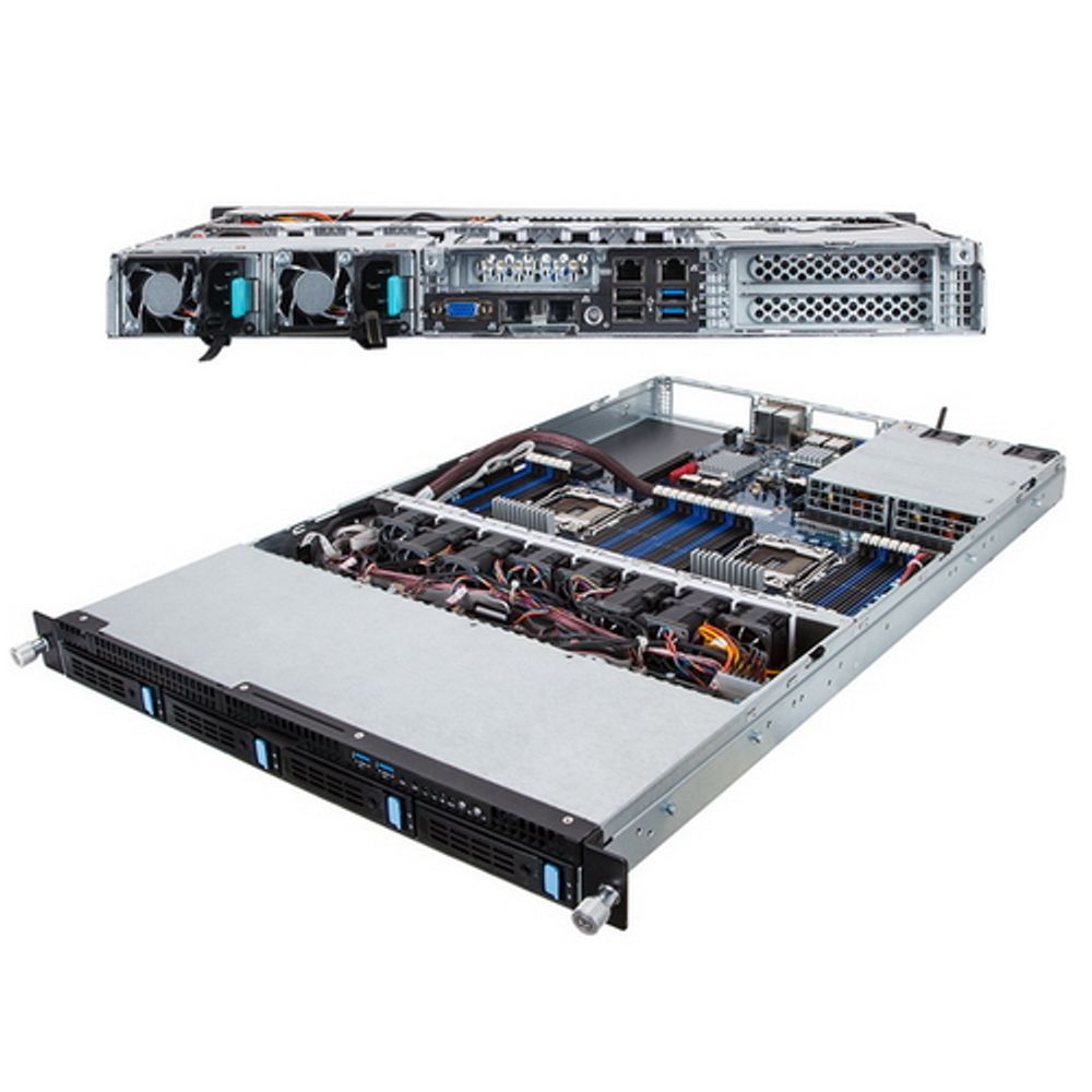 Платформа системного блока Gigabyte R180-F34 1U, 2 x LGA2011-3, Intel C612, 24 x DDR4, 4 x 3.5" SATA, 2xGigabit Ethernet (1000 Мбит/с) 1600 Вт