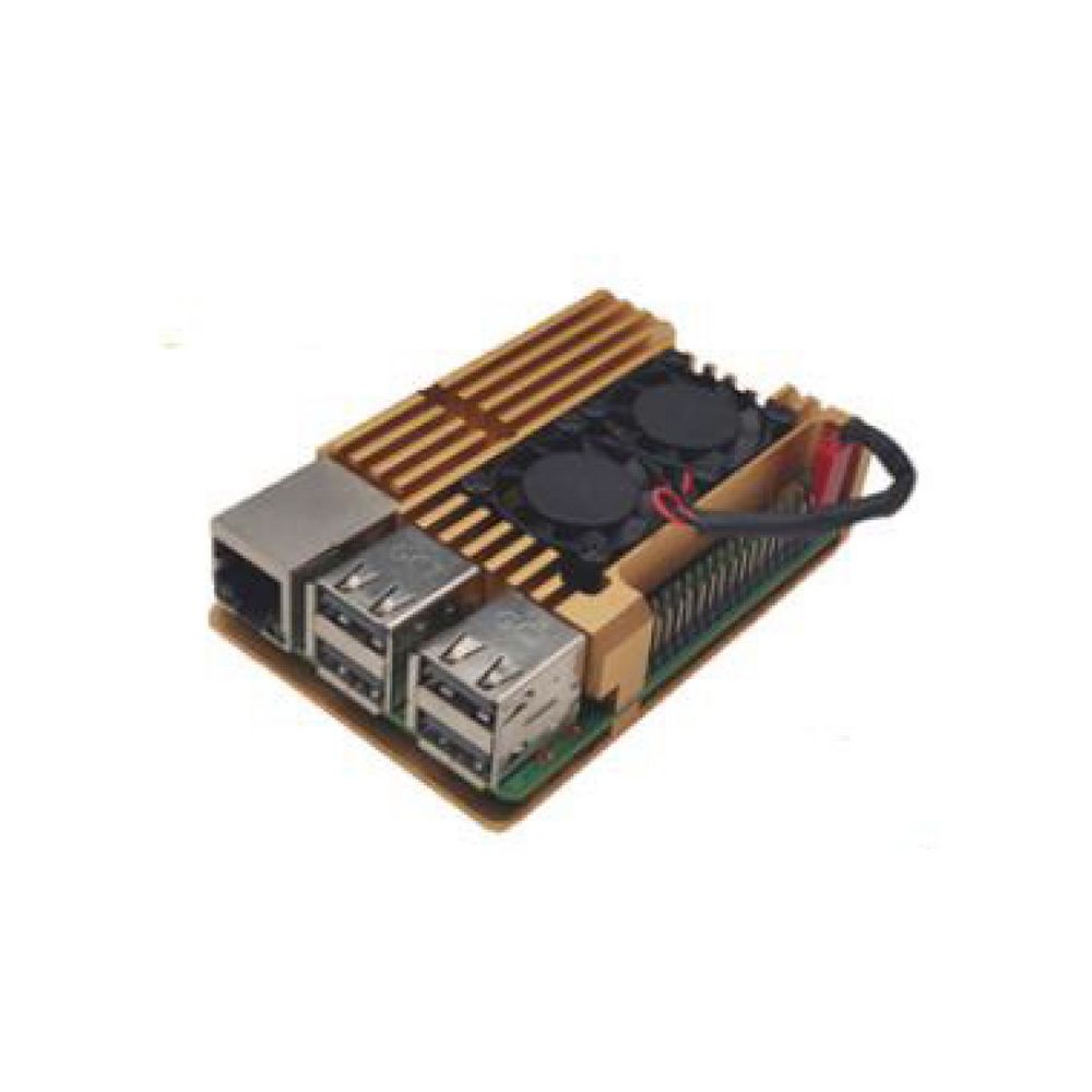 Корпус для одноплатного компьютера ACD Gold Metal Aluminum Case with Double Fans for Raspberry Pi 4B (RA504)