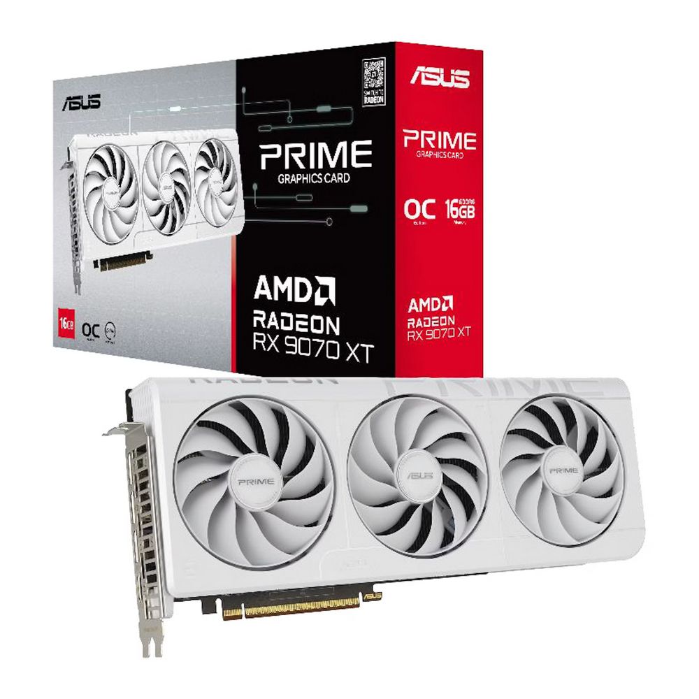 Видеокарта Asus AMD - Radeon RX 9070 XT PRIME OC, PCI-E 5.0 16x, GDDR6 16GB 256bit, 1x HDMI, 3x DP, 320Вт, 312мм, Full Height, 90YV0L75-M0NA00
