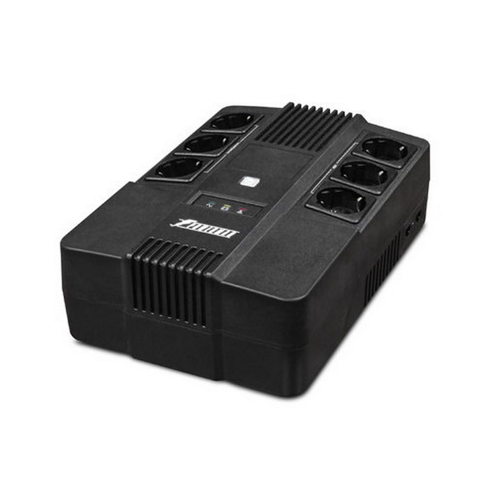 ИБП POWERMAN Brick 800 Мощность 800 ВА/480 Вт, батареи:  12 В 9 Ач - 1 шт, Розетки Shuko - 6 шт. Защита от КЗ, импульсны