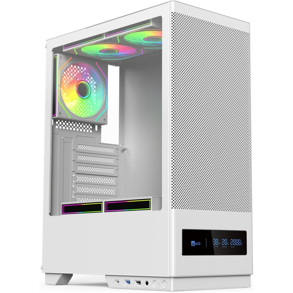 Компьютерный корпус ACD Citadel 108DW ATX, Type-C + 2 X USB ports + HD audio combo, Mesh, TG, белый