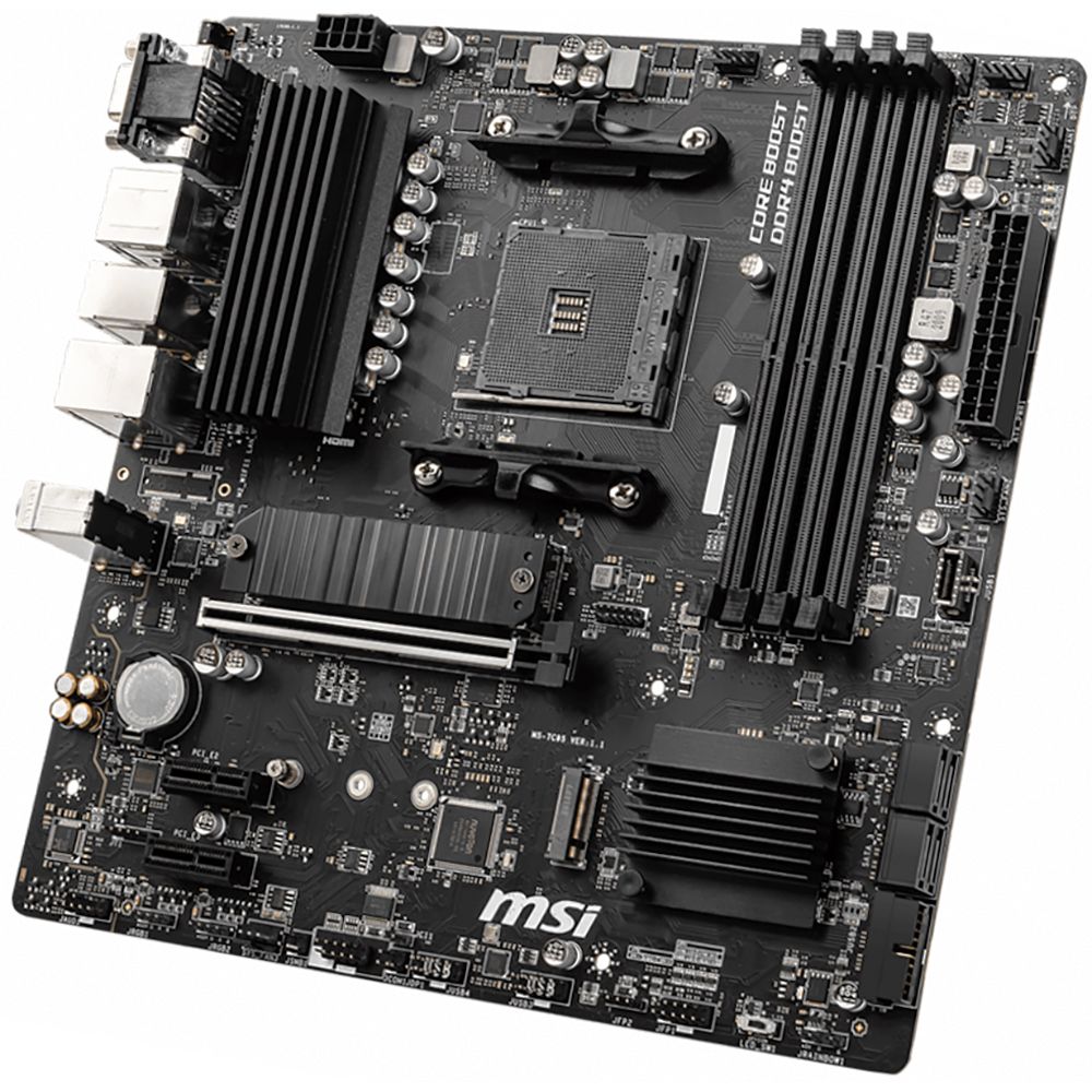 Материнская плата MSI B550M PRO-VDH B550, AM4, 4*DDR4, 1*PCIEx16, 2*PCIEx1, 2*M.2, 1*TypeC, , 6*USB3.2Gen1, 6*USB2.0, 4*SATA3.0, 1G, VGA, DP, HDMI, M-ATX, RTL