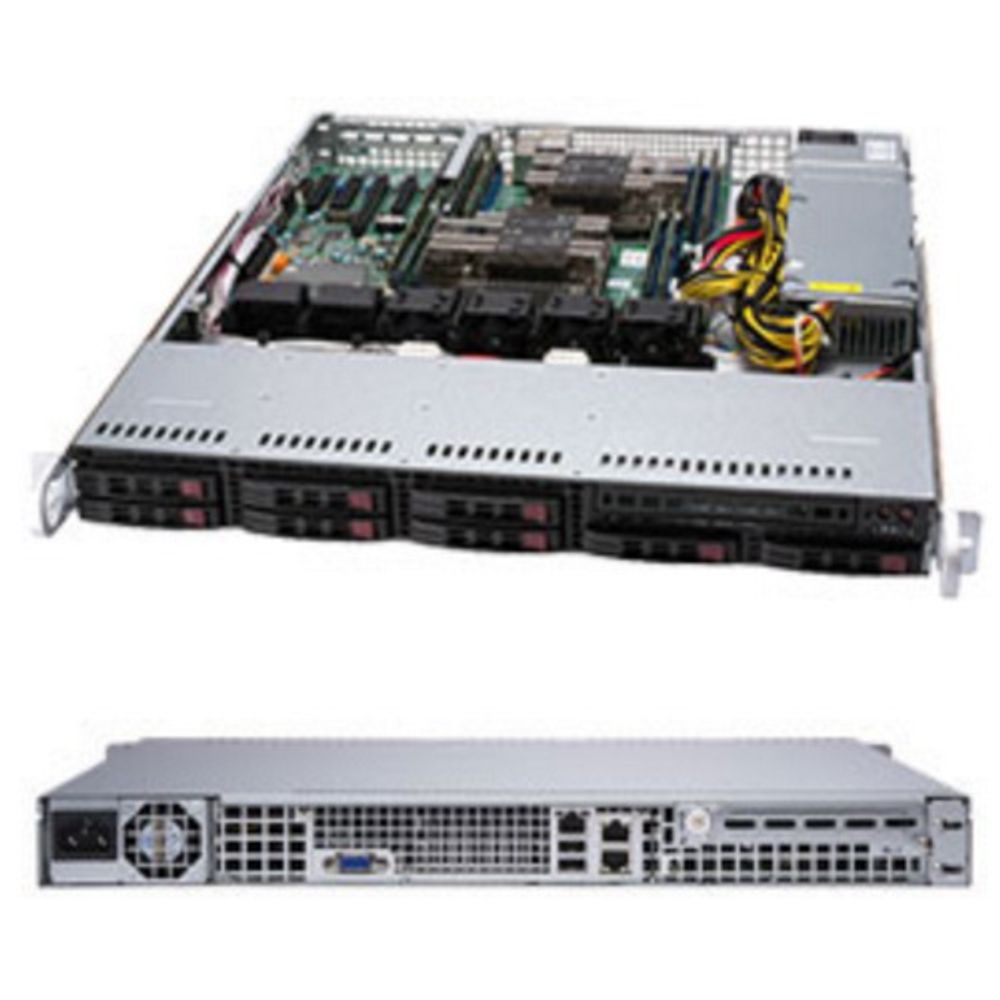 Платформа системного блока SuperMicro SYS-1029P-MT 1U, 2xLGA3647 (up to 140W), iC621, 8xDDR4, up to 8x2.5, 2x1GbE, 1x PCIEx8, 1x600W, (CSE-113MFAC2-605CB X11DPL-i)
