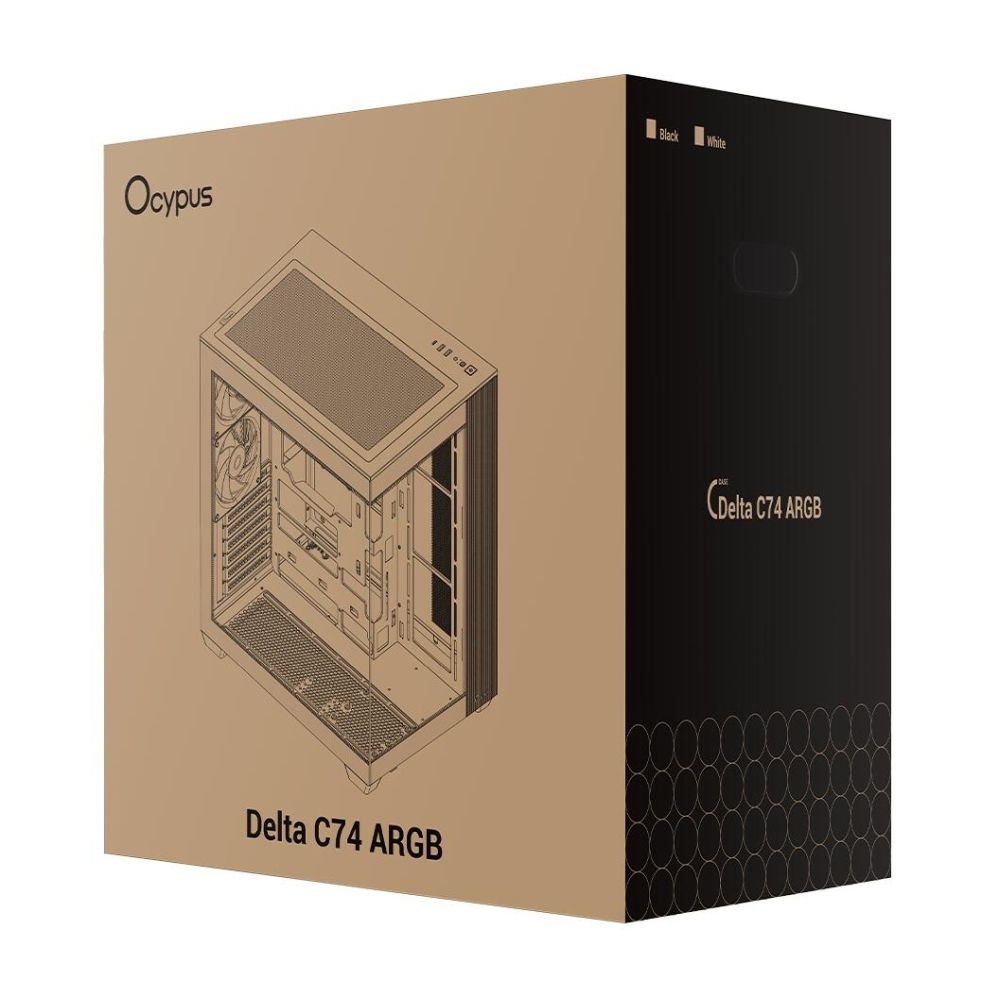Корпус для ПК Ocypus Case Delta C74 BK ARGB ATX / win / black / 2 ARGB fans / no PSU /Tempered Glass