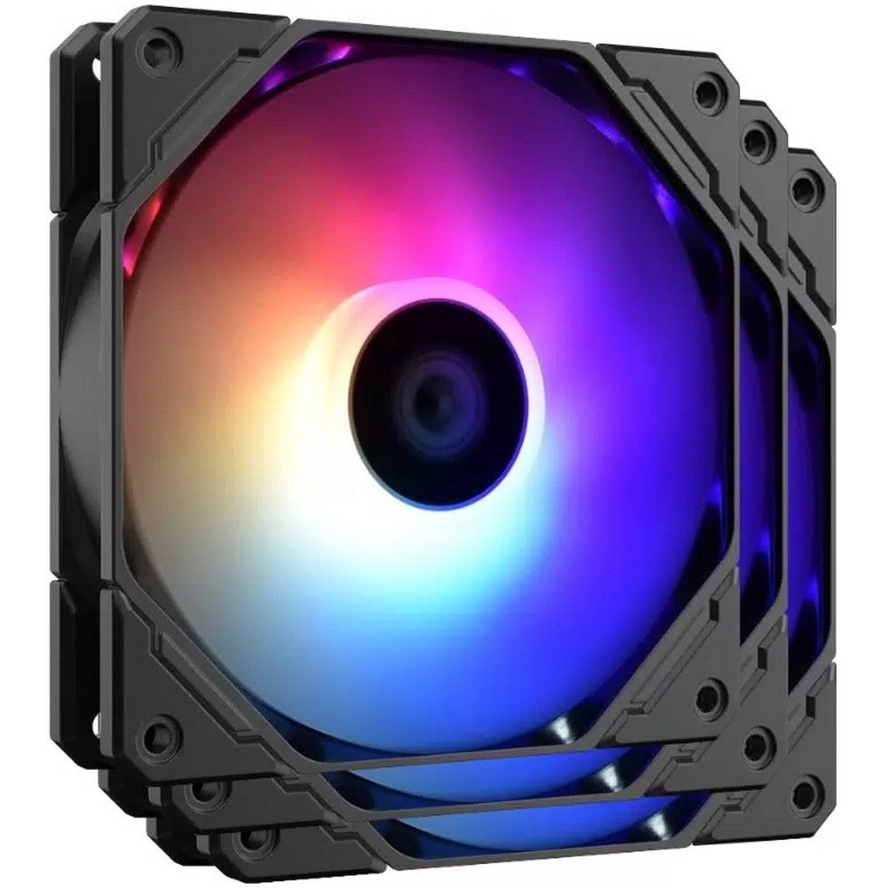 Вентилятор для корпуса ID-Cooling TF-12025-Pro Trio ARGB 120х120x25 черный 4-pin 35.2дБ (упак.:3шт) (TF-12025-PRO ARGB TRIO) Ret