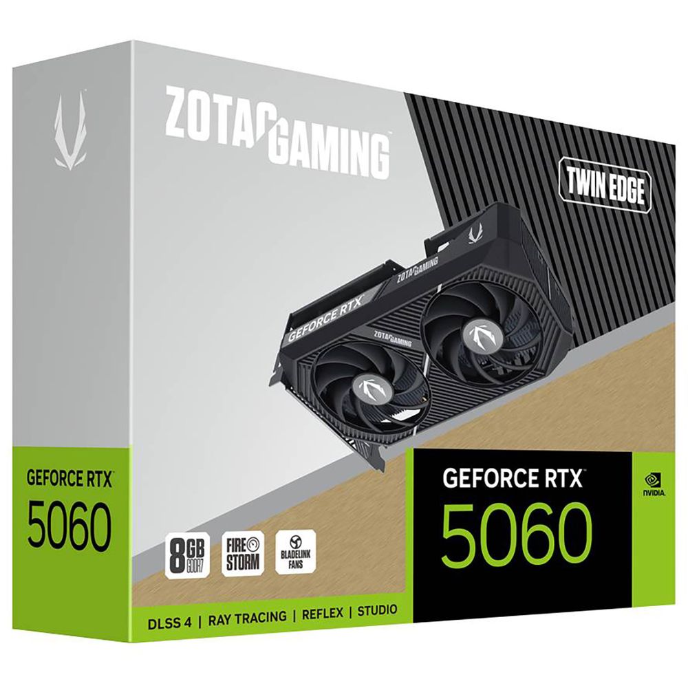 Видеокарта Zotac RTX5060 TWIN EDGE 8GB GDDR7 128bit 3xDP HDMI 2FAN MEDIUM PACK