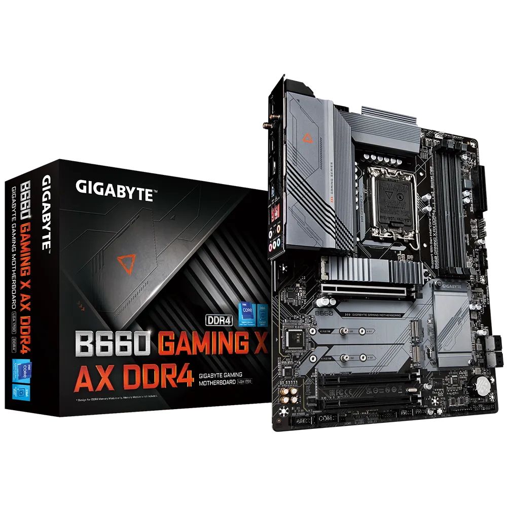 Материнская плата Gigabyte B660 GAMING X AX DDR4, Socket 1700, Intel®B660, 4xDDR4-3200, HDMI+DP, 3xPCI-Ex16, 4xSATA3(RAID 0/1/5/10), 3xM.2, 8Ch Audio, 2,5GbLan, WiFi, (4+4)xUSB2.0, (4+2)xUSB3.2, (0+1)xUSB3.2 Type-C™, ATX, RTL {}