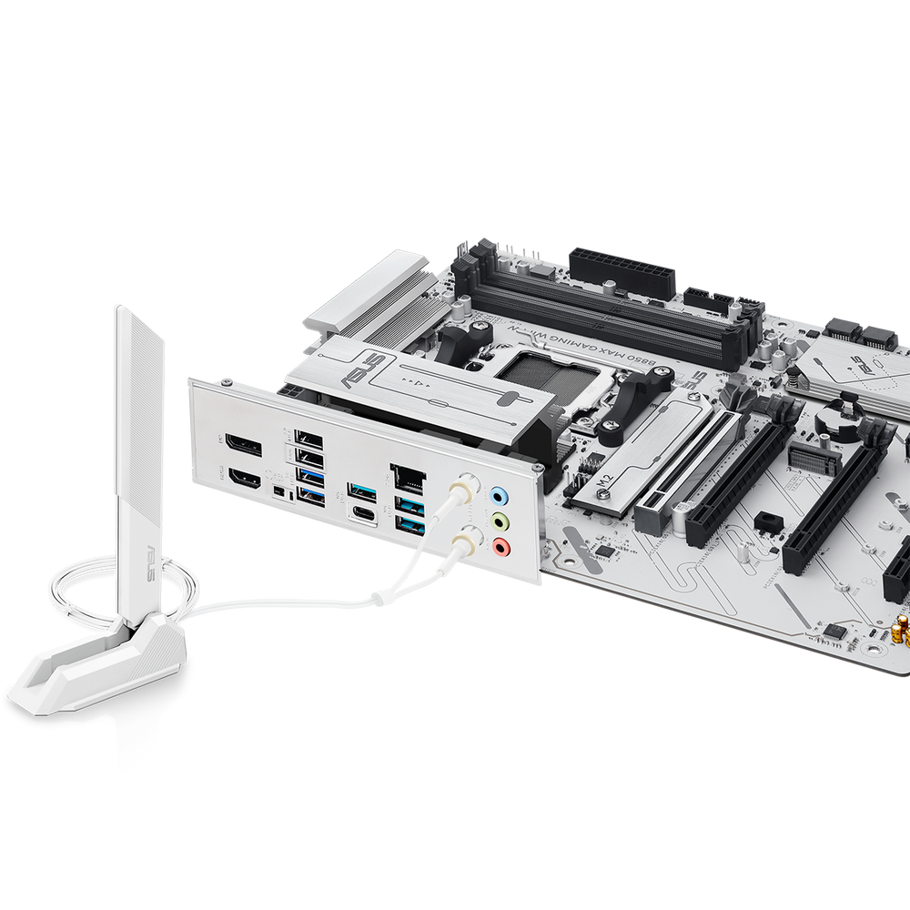 Материнская плата ASUS B850 MAX GAMING WIFI W AM5 ATX 4xDDR5 4xPCIEx16 3xM.2 USB-C DP HDMI 2.5GLAN Wi-Fi 6E