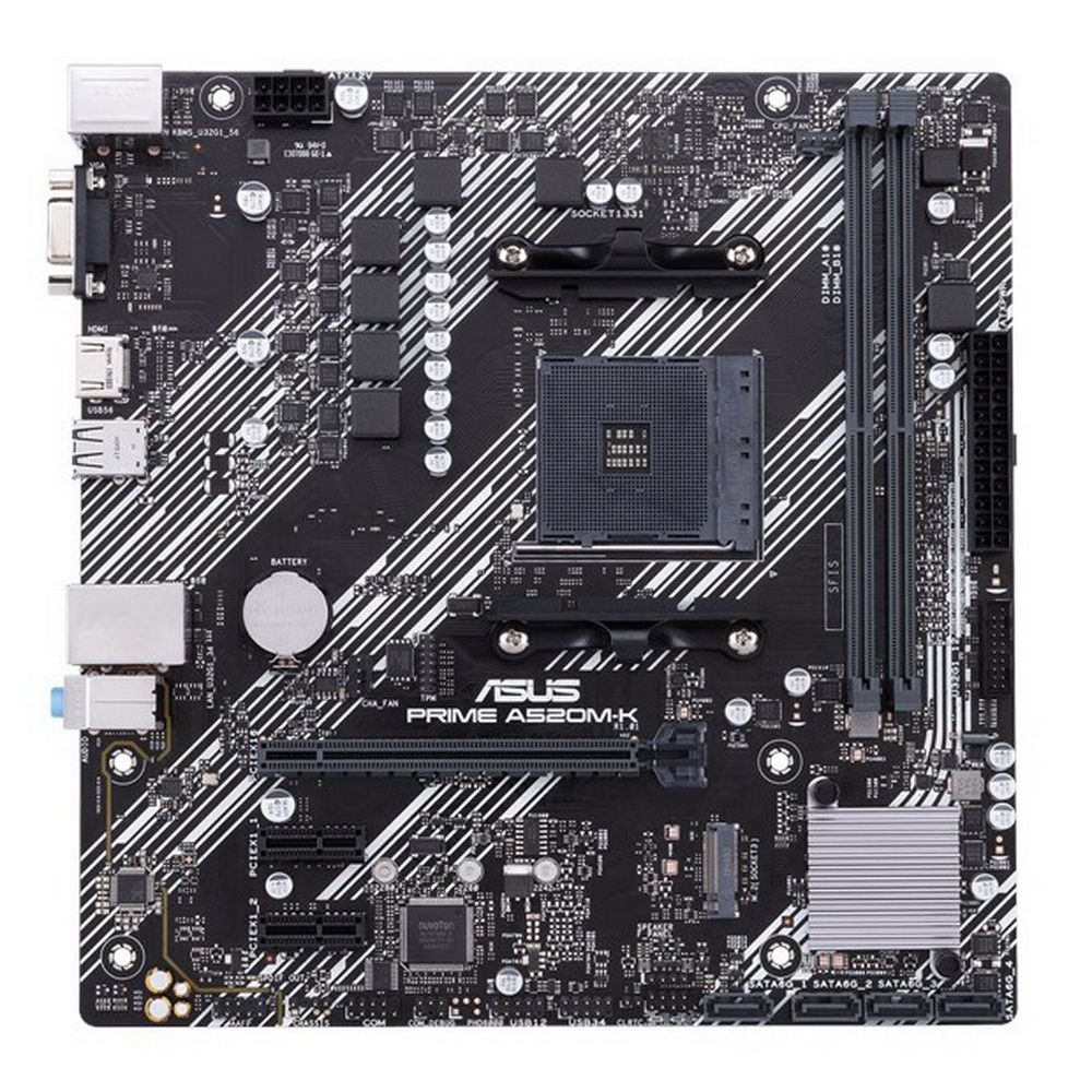 Материнская плата ASUS PRIME A520M-K AM4 mATX 2xDDR4 PCI-Ex16 2xPCI-Ex1 M.2 HDMI VGA GLAN {10}