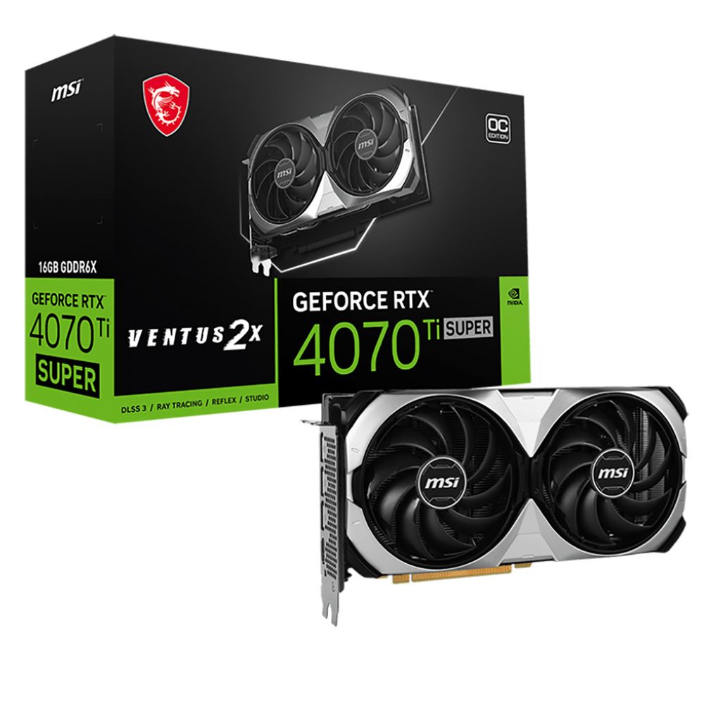 Видеокарта MSI PCI-E 4.0 RTX 4070 Ti SUPER 16G VENTUS 2X OC NVIDIA GeForce RTX 4070TI Super 16Gb 256bit GDDR6X 2640/21000 HDMIx1 DPx3 HDCP Ret