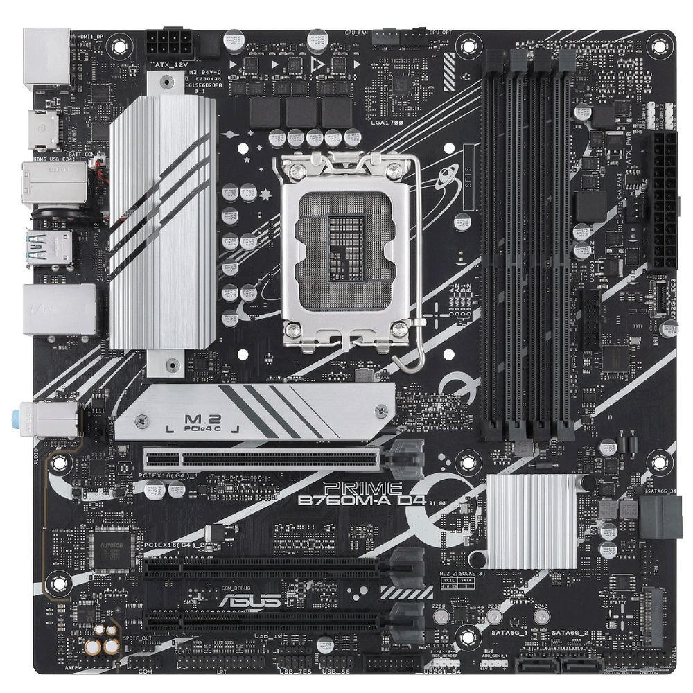 Материнская плата ASUS PRIME B760M-A D4-CSM, LGA1700, B760, 4*DDR4, 4*SATA, 2*M.2, 2*USB 3.2, 4*USB 2.0, 3*PCIx16, 2*PCIx1, DP+HDMI, mATX; 90MB1D00-M1EAYC