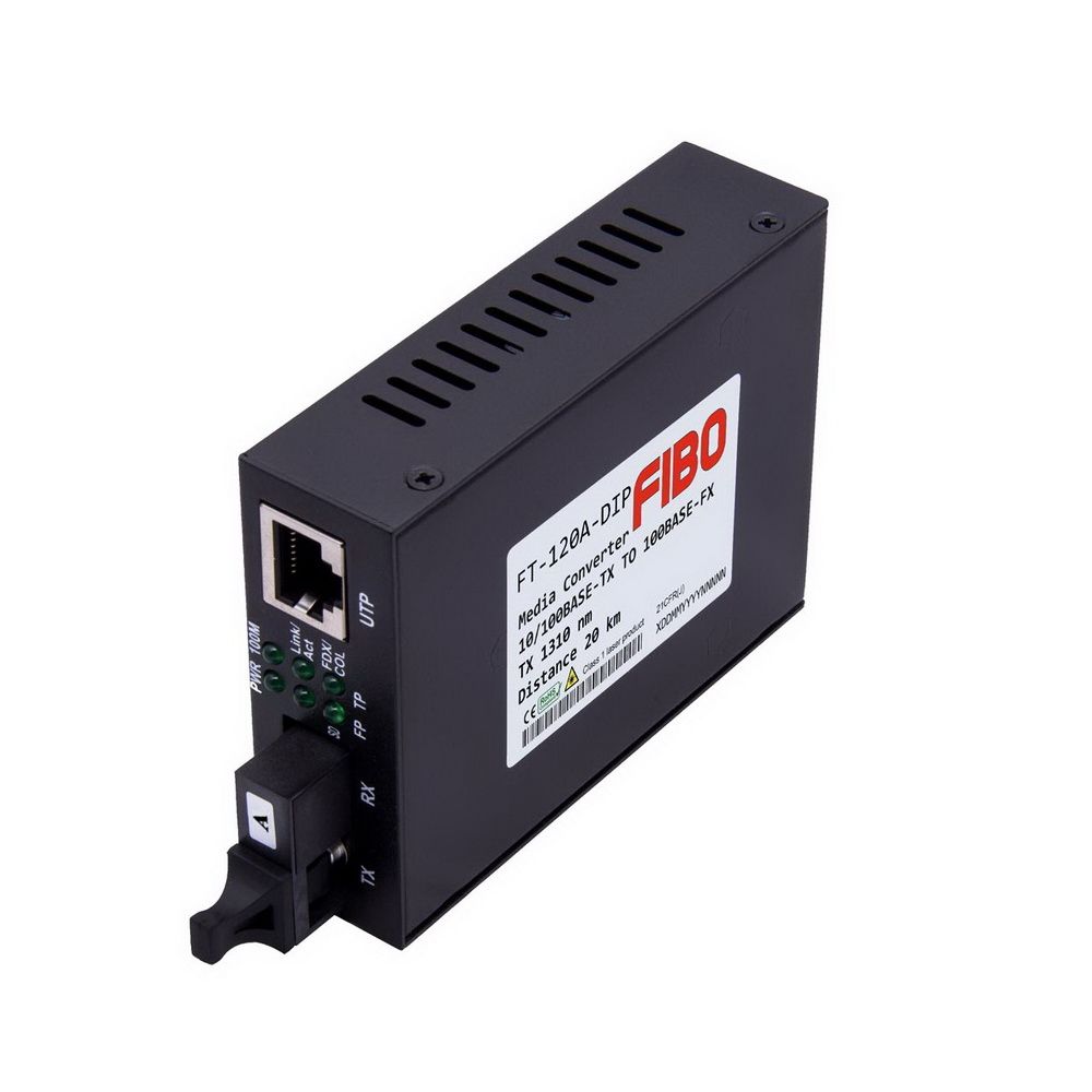 Медиаконвертер FIBO FT-120A-Dip |FT-120A-Dip| WDM 10/100Base-TX/100Base-FX, TX 1310 нм /RX 1550 нм, SC, 20 км, LFP