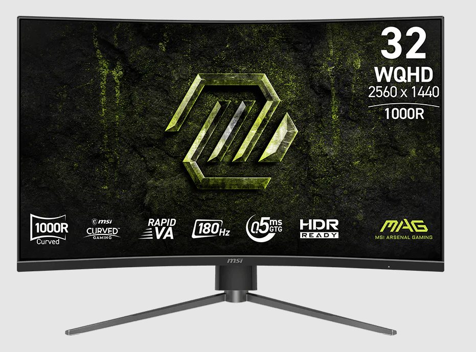 Монитор MSI MAG 325CQPF E18 31.5" 16:9 WQHD(2560x1440) Rapid VA Curve 1000R, 0,5ms(GTG), 3500:1, 100M:1, 300nit, 178/178, 2xHDMI 2.0, 1xDP 1.4, Tilt,Swivel,Height,VESA, 180HZ, Black, 1y war-ty