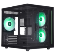 DEFENDER MINITOWER NovaCube Micro-ATX Mini-ITX W/O PSU 3x12cm ARGB Fan 2хUSB1.1+3.0 3.5jack черный c окном 25103 DEFENDER