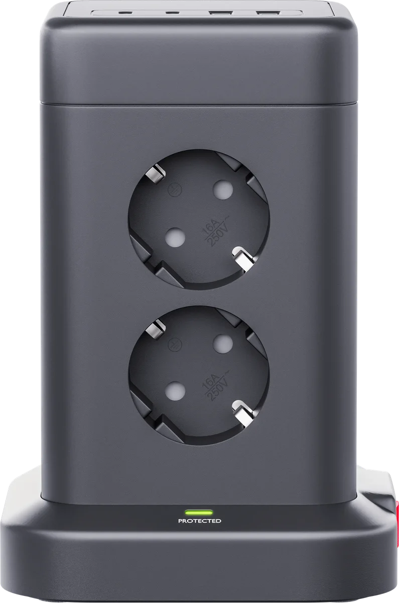 Сетевой фильтр 3м 3*1.5кв.мм 8розеток 16A 230В 2xUSB-A 2xUSB-C черный ILS 453 99631 DEFENDER