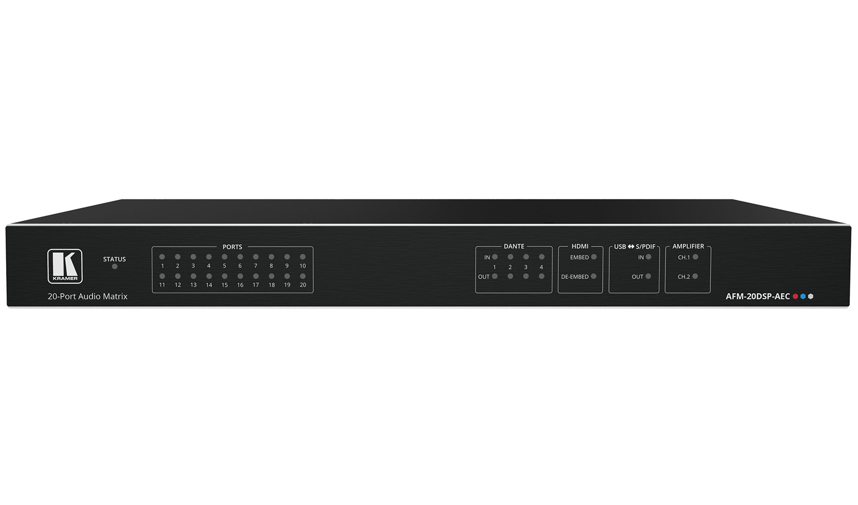 Матричный коммутатор аудиосигналов Kramer Electronics [AFM-20DSP-AEC] со встроенным процессором цифровой обработки; поддержка AEC