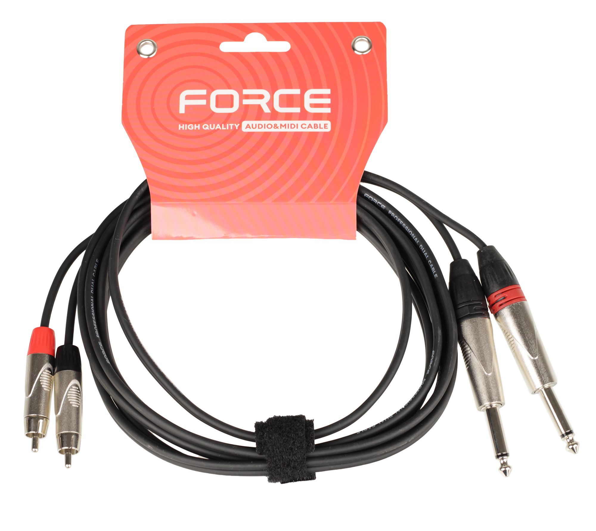 Кабель аудио FORCE FLC-37/3, 1/4" TS Jack - 2xRCA, 3 м